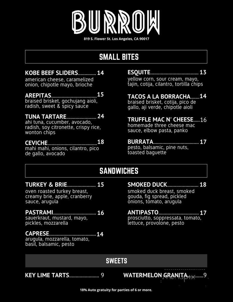 The Burrow - Los Angeles, CA menu_pic
