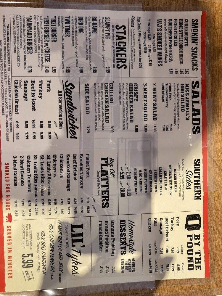 Willie Jewell's Old School Bar-B-Q - Tampa, FL menu_pic