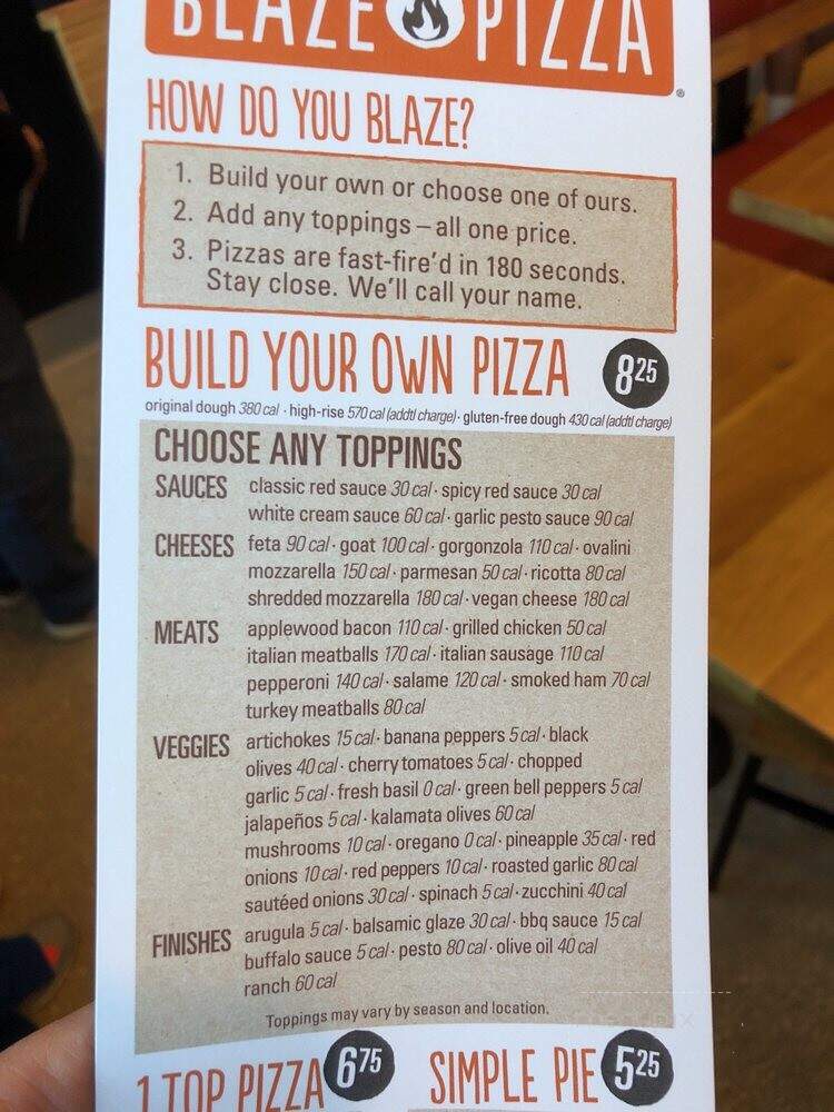 Blaze Fast-Fire'd Pizza - Tallahassee, FL menu_pic