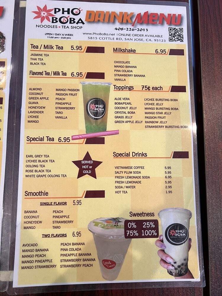 Pho Boba - San Jose, CA menu_pic