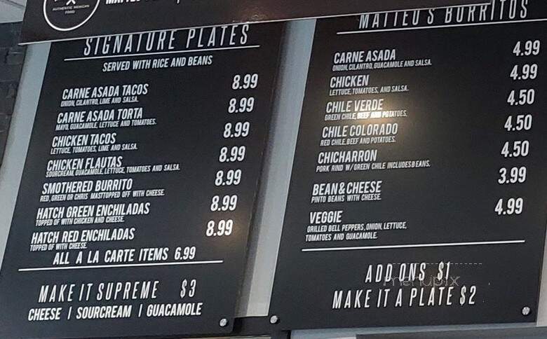 Matteo's Mexican Food - Las Cruces, NM menu_pic