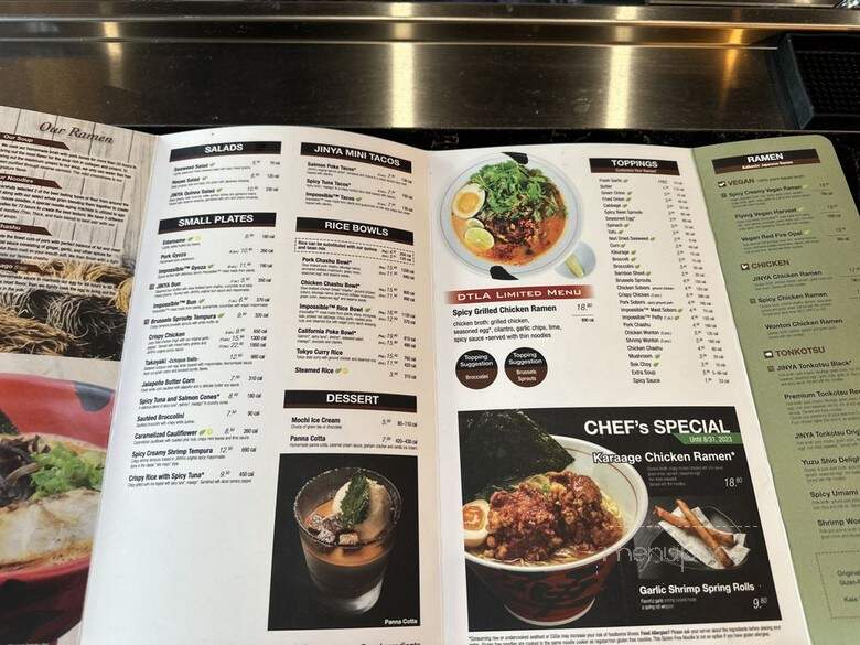 JINYA Ramen Bar - Los Angeles, CA menu_pic