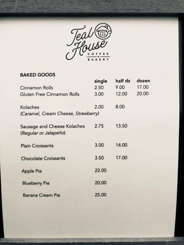 Teal House Coffee and Bakery - Austin, TX menu_pic