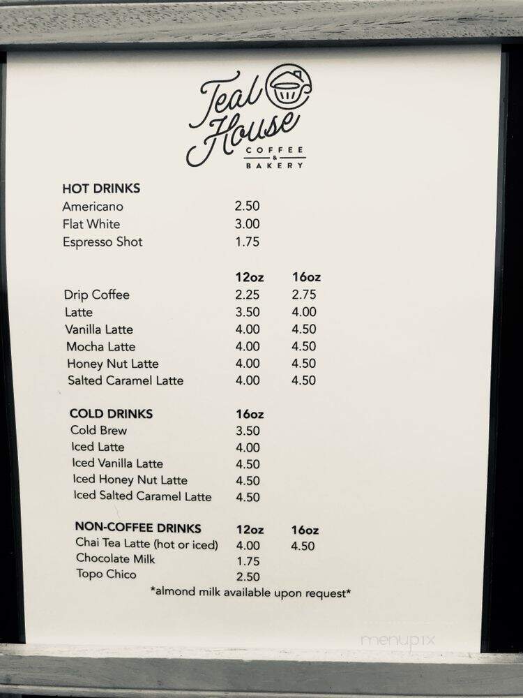 Teal House Coffee and Bakery - Austin, TX menu_pic