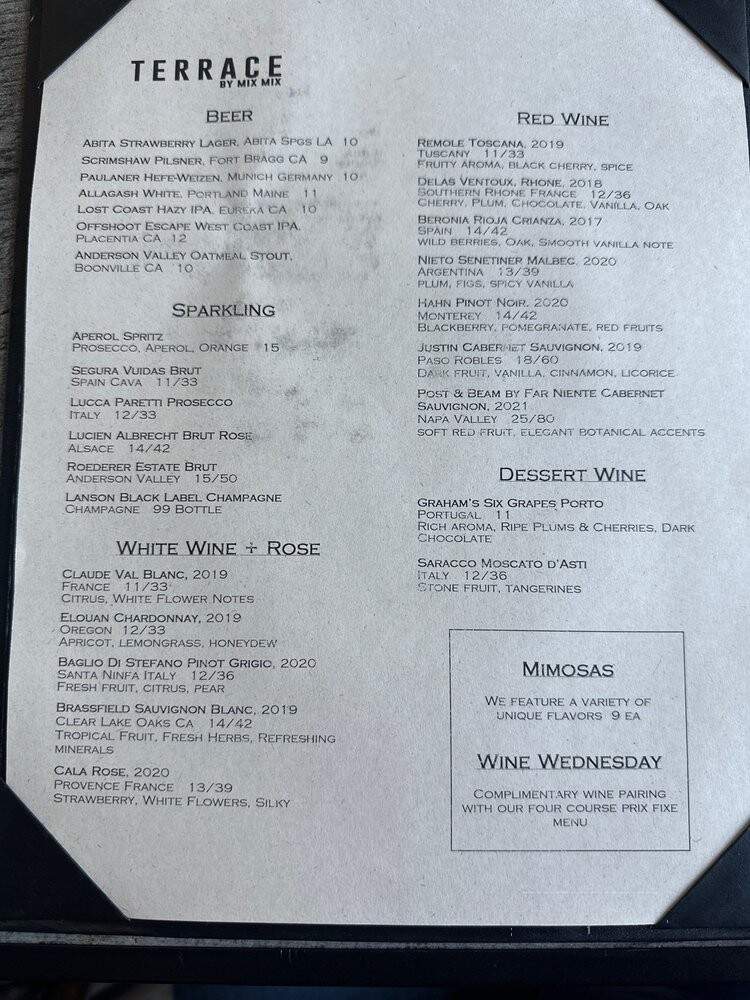 Terrace by Mix Mix - Costa Mesa, CA menu_pic