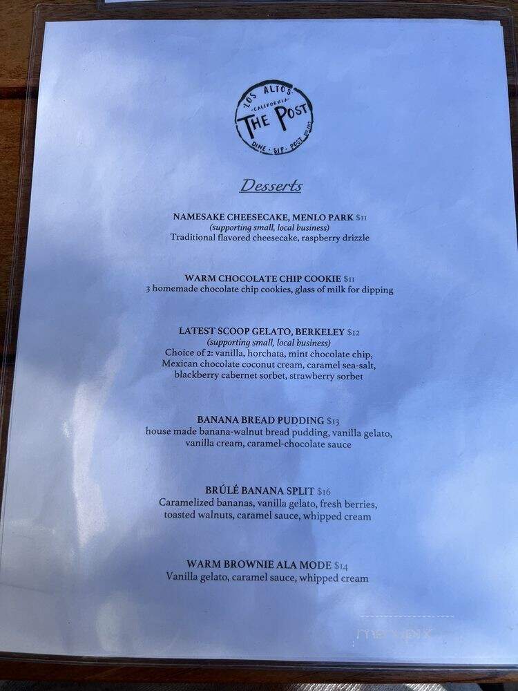 The Post - Los Altos, CA menu_pic