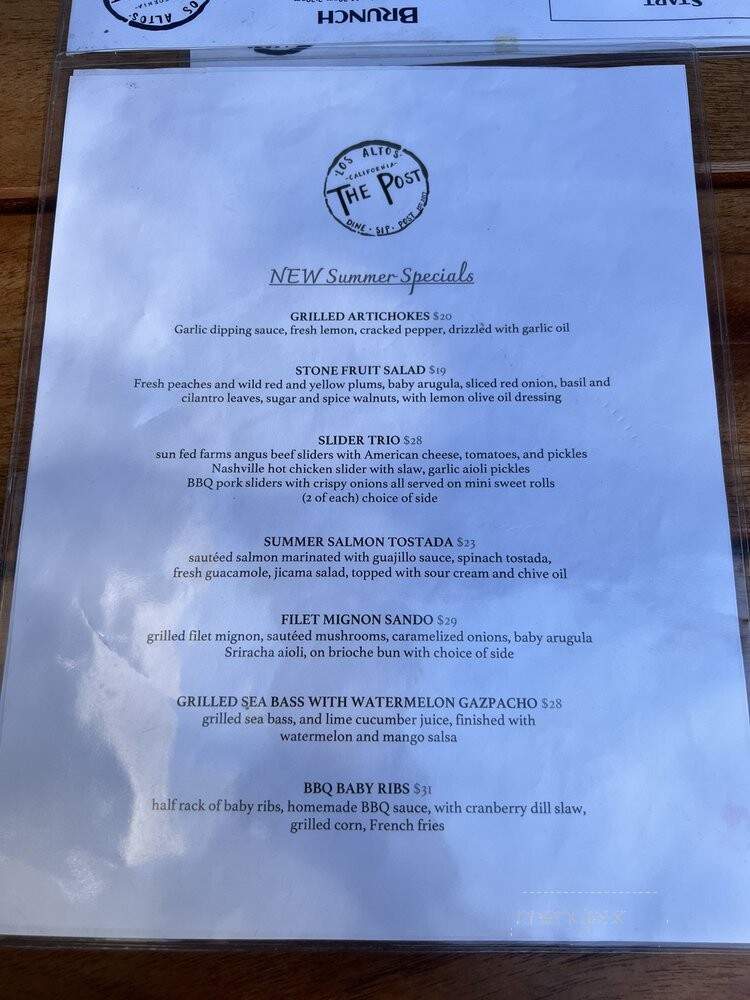 The Post - Los Altos, CA menu_pic