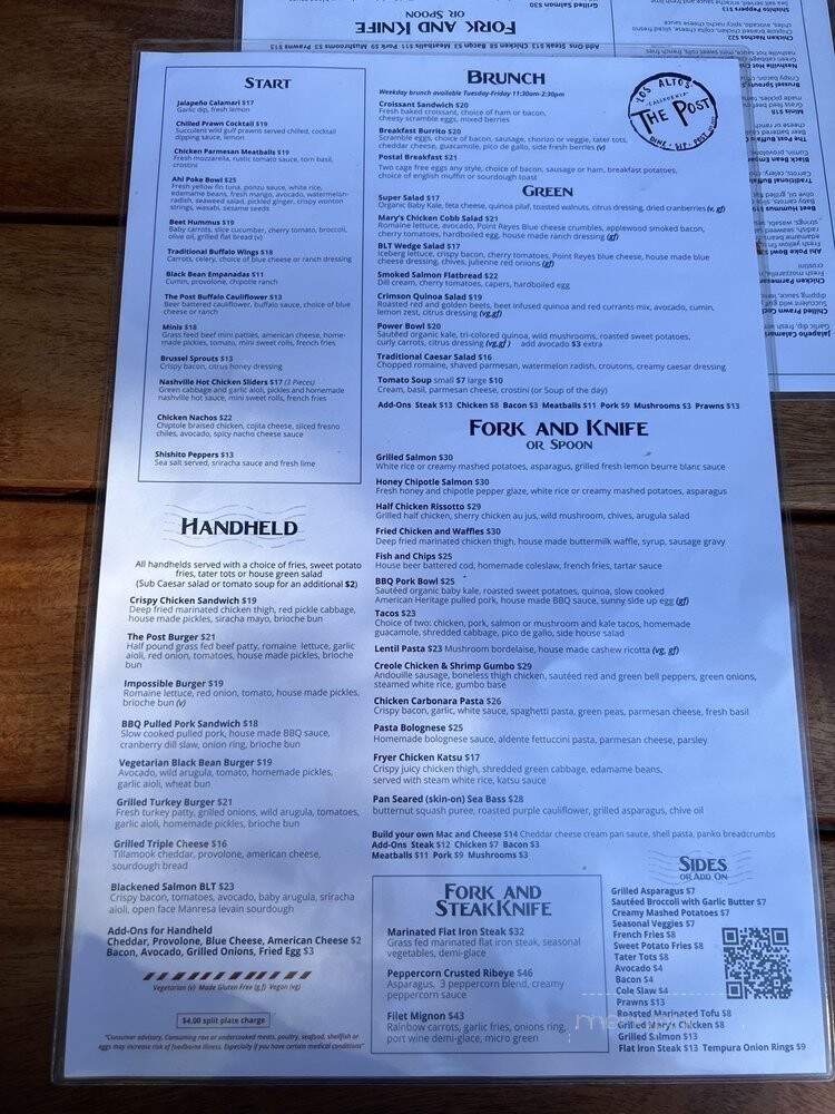 The Post - Los Altos, CA menu_pic