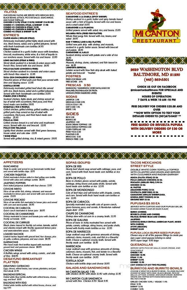 Mi Canton Restaurant - Baltimore, MD menu_pic