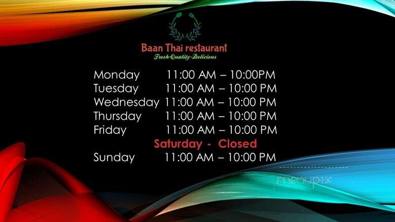 Baan Thai Restaurant - San Antonio, TX menu_pic