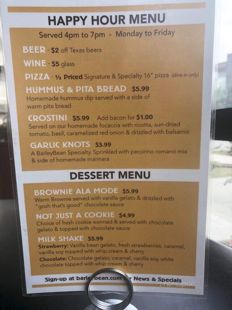 Barley Bean - Austin, TX menu_pic
