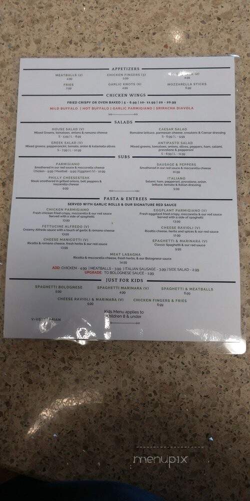 Dangelo pizzeria Italiana - St. Augustine, FL menu_pic