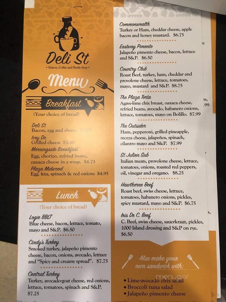 Deli st - Charlotte, NC menu_pic