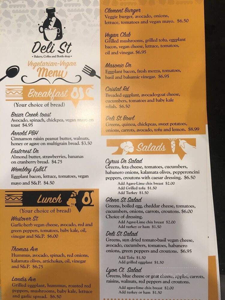 Deli st - Charlotte, NC menu_pic