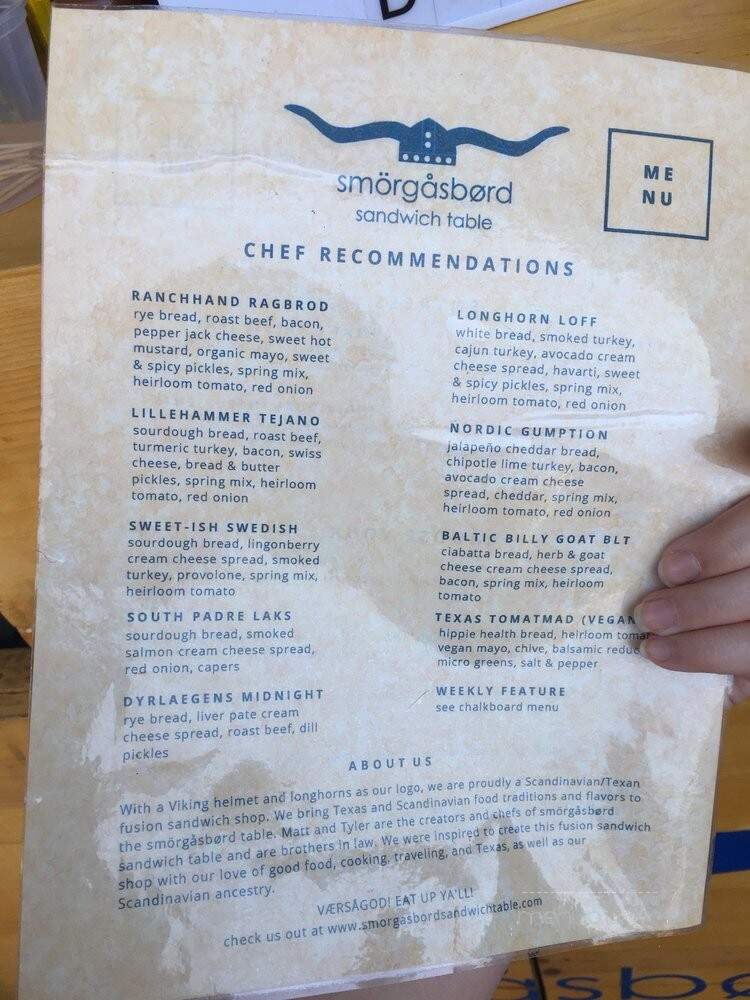 Smorgasboard Sandwich Table - Dallas, TX menu_pic