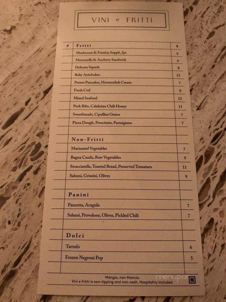Vini e Fritti - New York, NY menu_pic