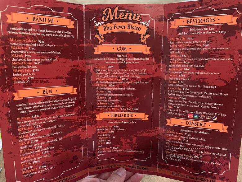 Pho Ever - West Los Angeles, CA menu_pic