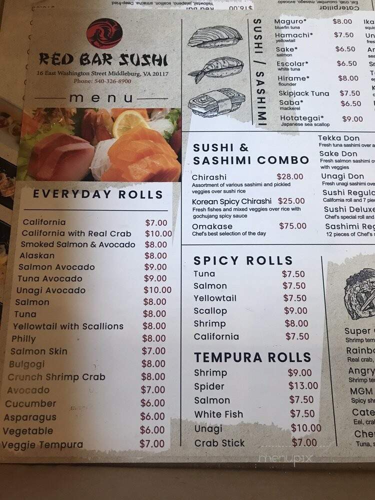 Red Bar Sushi - Middleburg, VA menu_pic