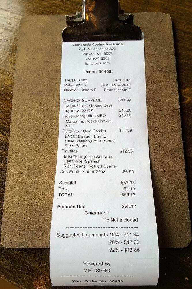 Lumbrada - Wayne, PA menu_pic