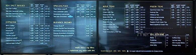 85 Degree C Bakery Cafe - Pleasanton, CA menu_pic