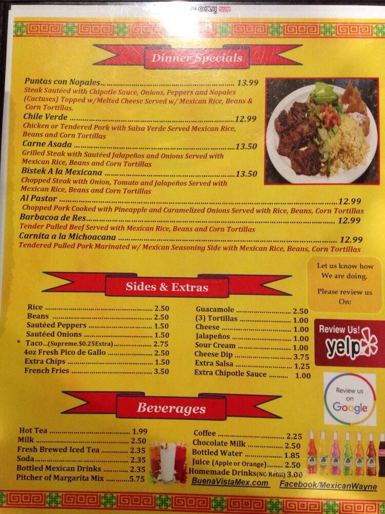 Buena Vista Mexican Restaurant - Wayne, PA menu_pic