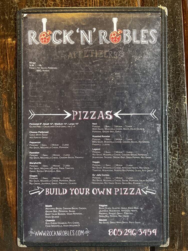 Rock'N'Robles Grill and Pizza Kitchen - Paso Robles, CA menu_pic