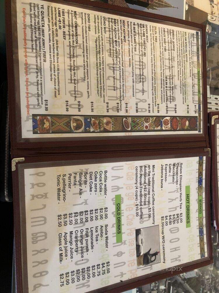 Selam Ethiopian & Eritrean Cuisine - Orlando, FL menu_pic