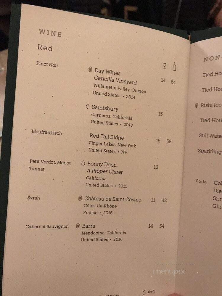 Tied House - Chicago, IL menu_pic