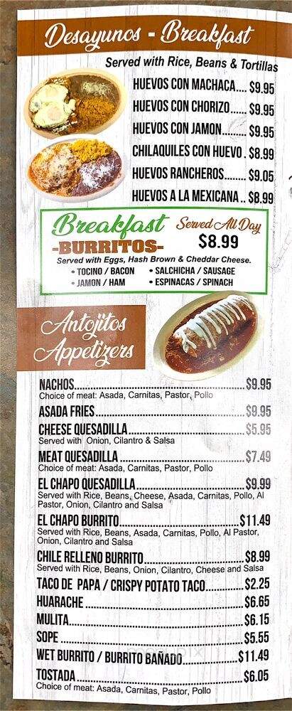 El Patron Tacos Baja - Rosemead, CA menu_pic
