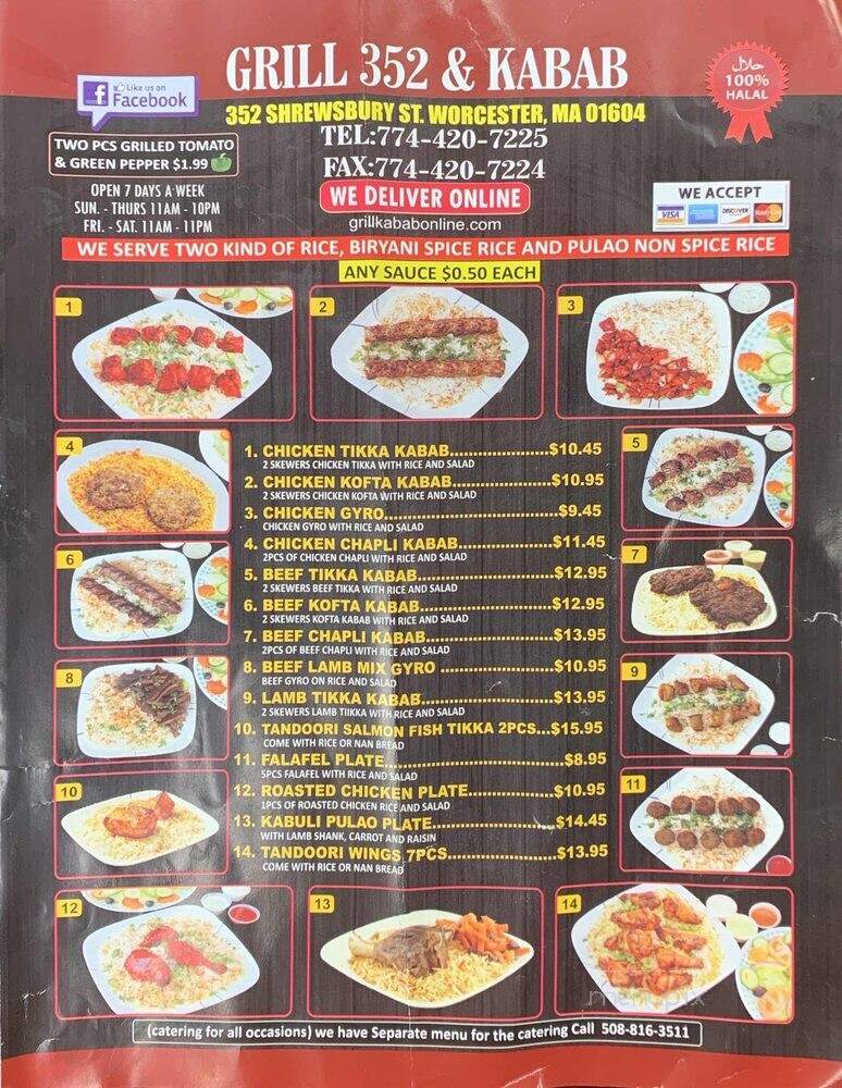 Grill 352 & Kabab - Worcester, MA menu_pic