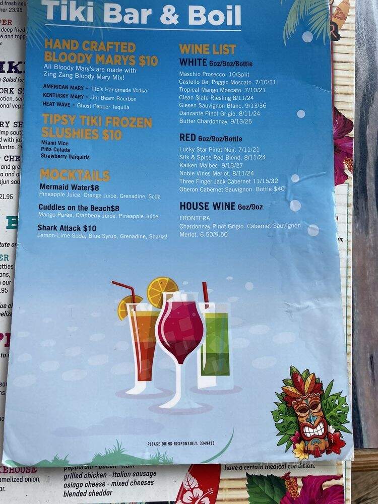 The Beach Tiki Bar and Boil - Walled Lake, MI menu_pic