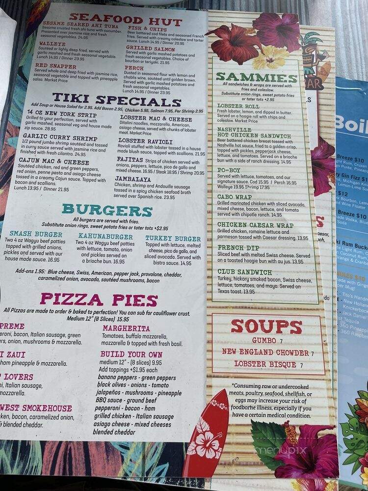 The Beach Tiki Bar and Boil - Walled Lake, MI menu_pic