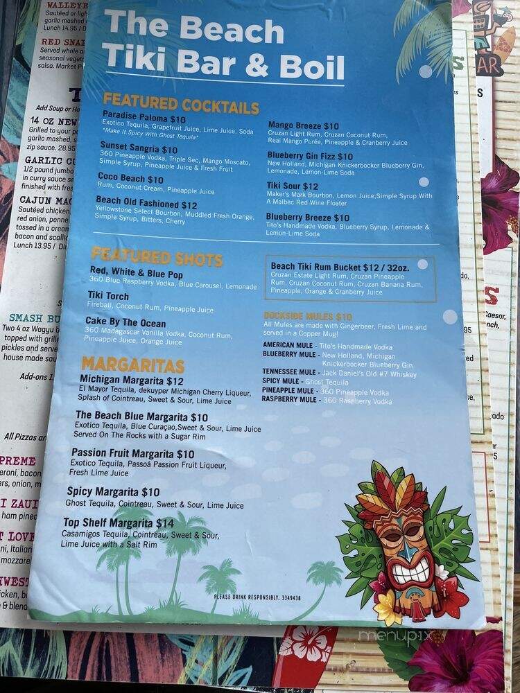 The Beach Tiki Bar and Boil - Walled Lake, MI menu_pic