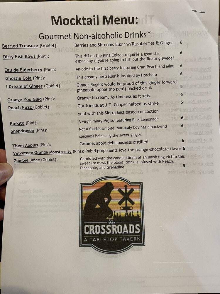 Crossroads Tabletop Tavern - Manassas, VA menu_pic