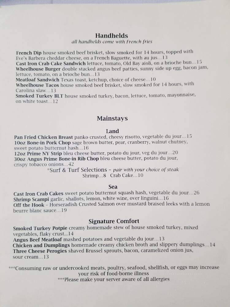 Wheelhouse - Rock Hall, MD menu_pic