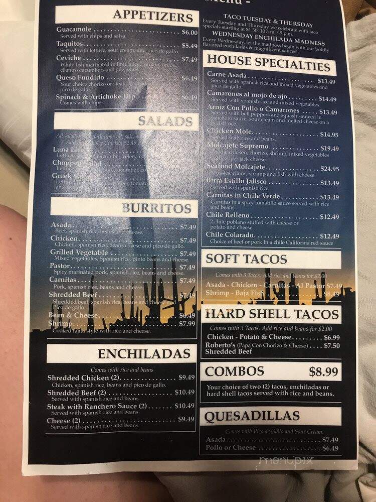 Luna Llena - Moorpark, CA menu_pic