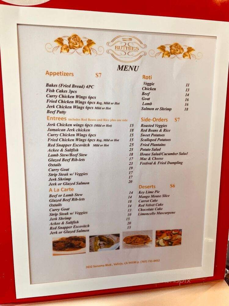 Ruthies Caribbean Kitchen - Vallejo, CA menu_pic