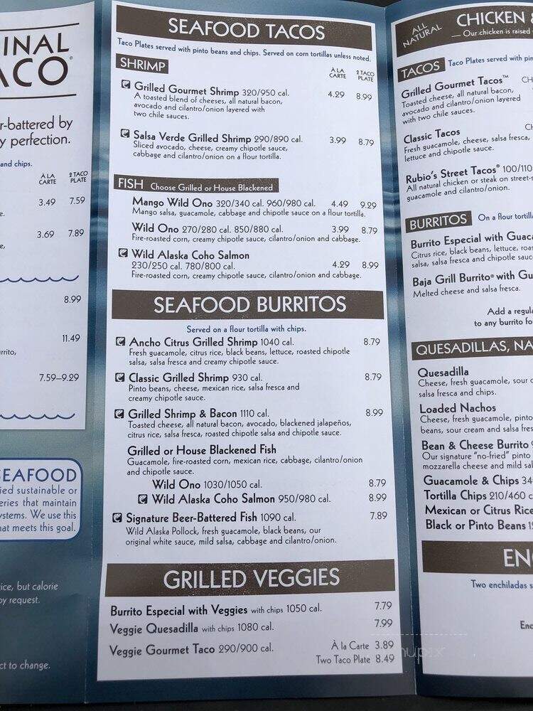 Rubio's Coastal Grill - Las Vegas, NV menu_pic