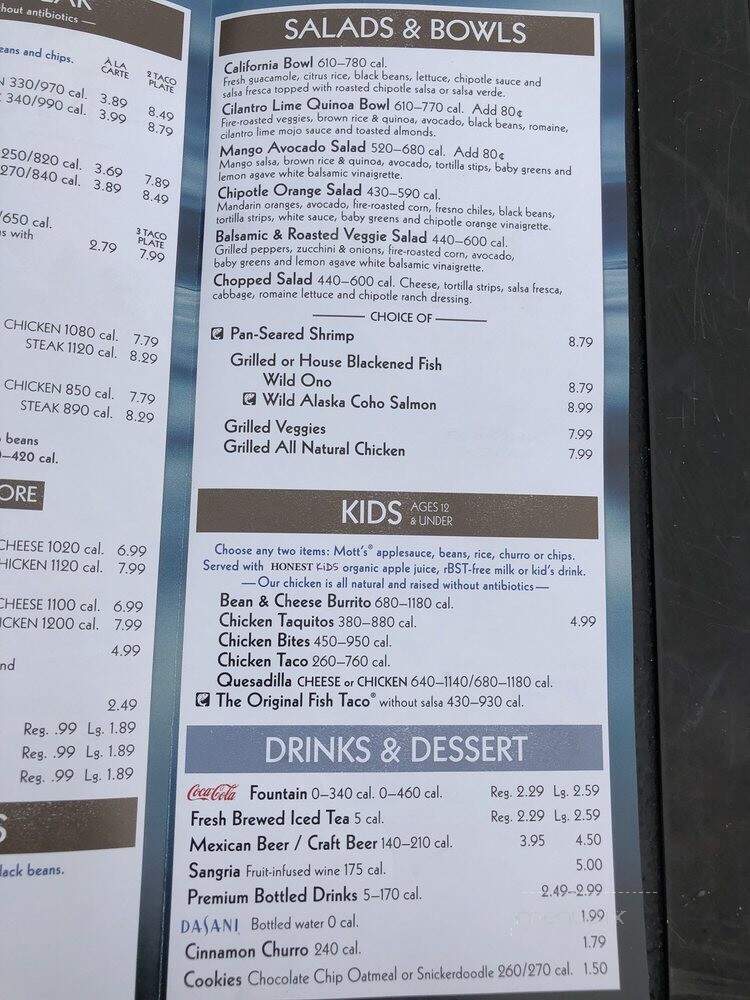 Rubio's Coastal Grill - Las Vegas, NV menu_pic