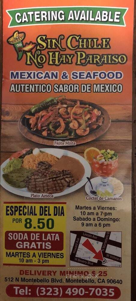 Sin Chile No Hay Paraiso - Montebello, CA menu_pic