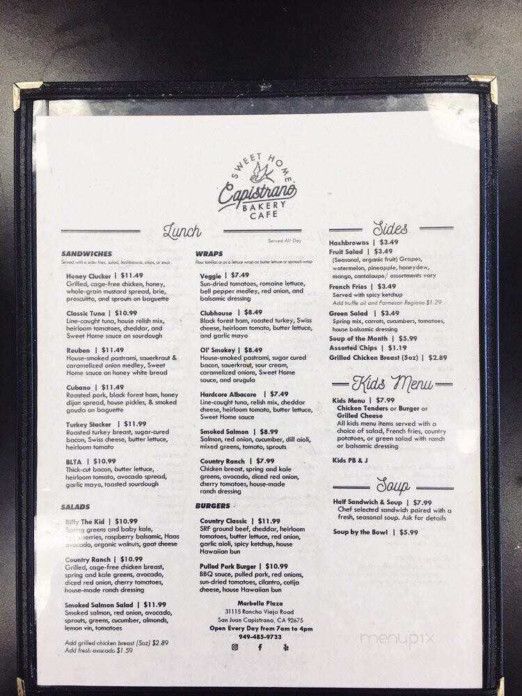Sweet Home Capistrano Bakery - San Juan Capistrano, CA menu_pic