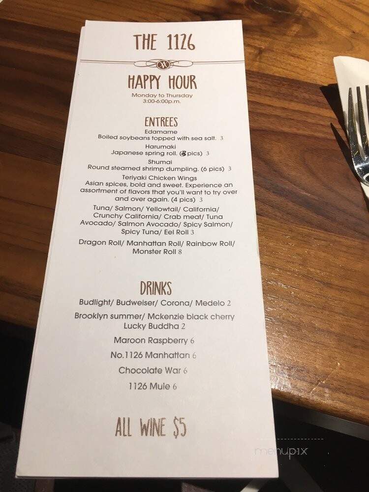 The 1126 Restaurant - Columbus, OH menu_pic