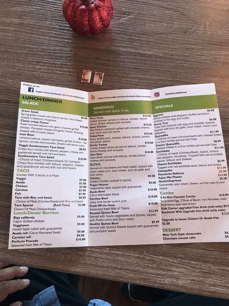 The Fresh Bites - Anaheim, CA menu_pic