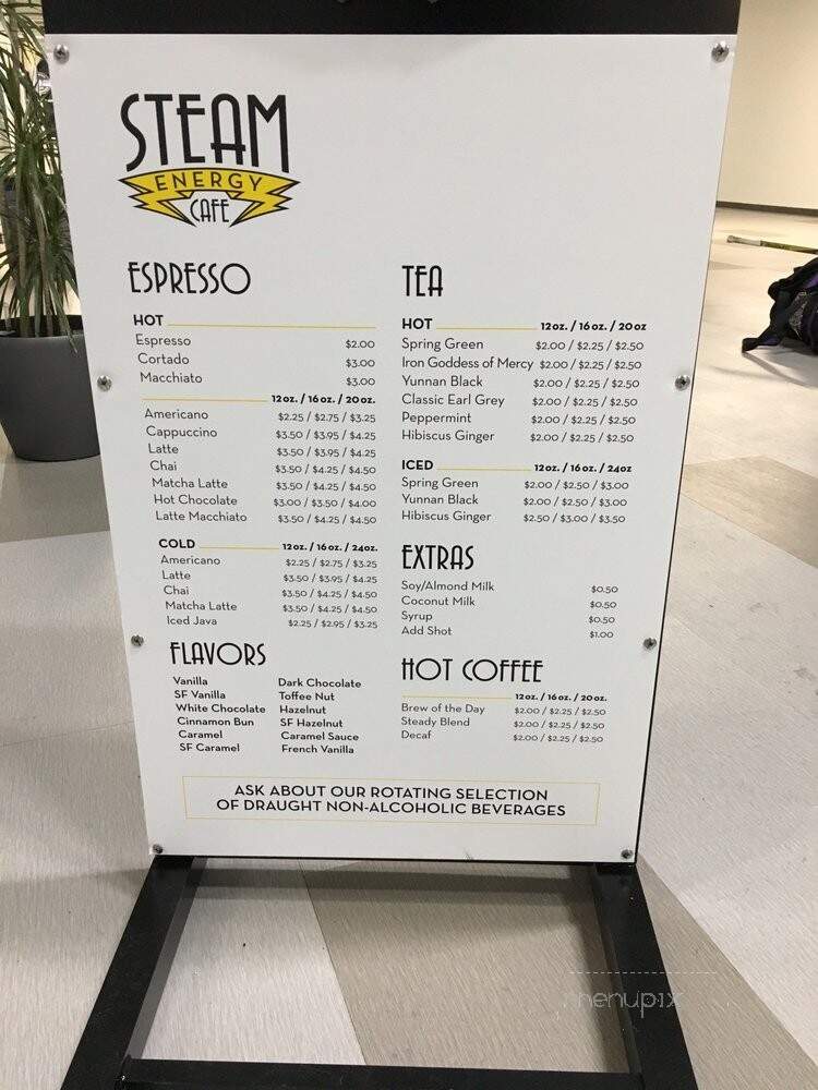 Steam Energy Cafe - Worcester, MA menu_pic
