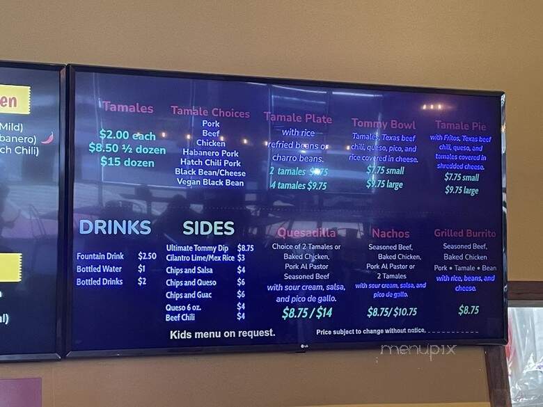 Tommy Tamale - Coppell, TX menu_pic