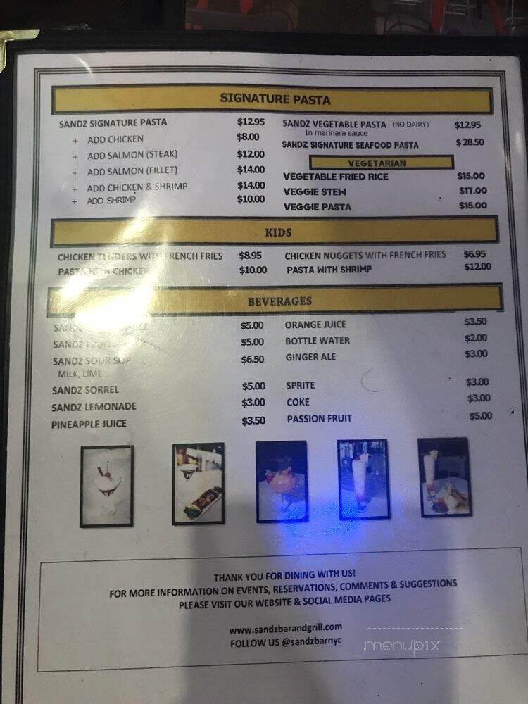 Sandz Bar & Grill - Queens, NY menu_pic