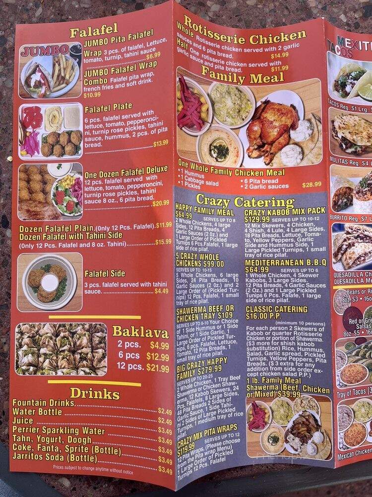 Crazy Falafel - Granada Hills, CA menu_pic