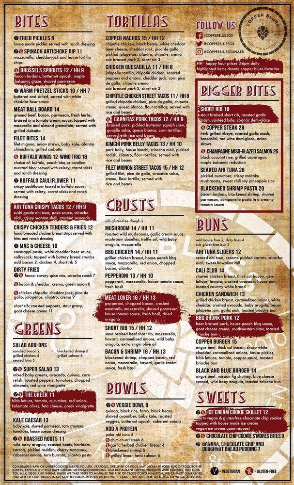 Copper Blues - Oxnard, CA menu_pic