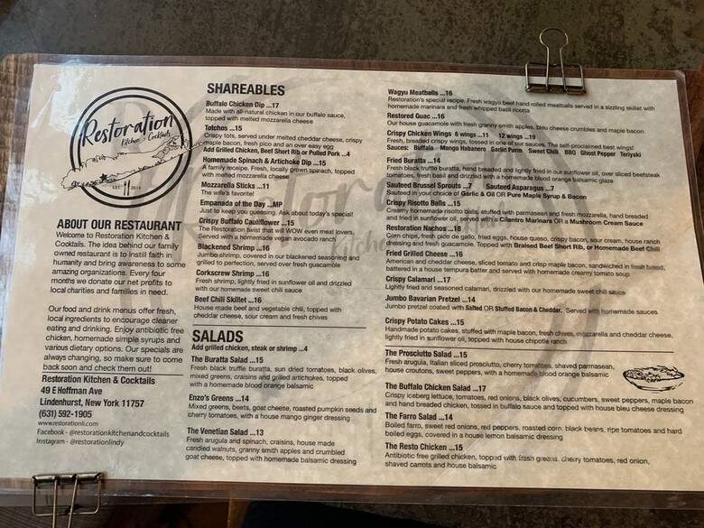 Restoration Kitchen and Cocktails - Lindenhurst, NY menu_pic