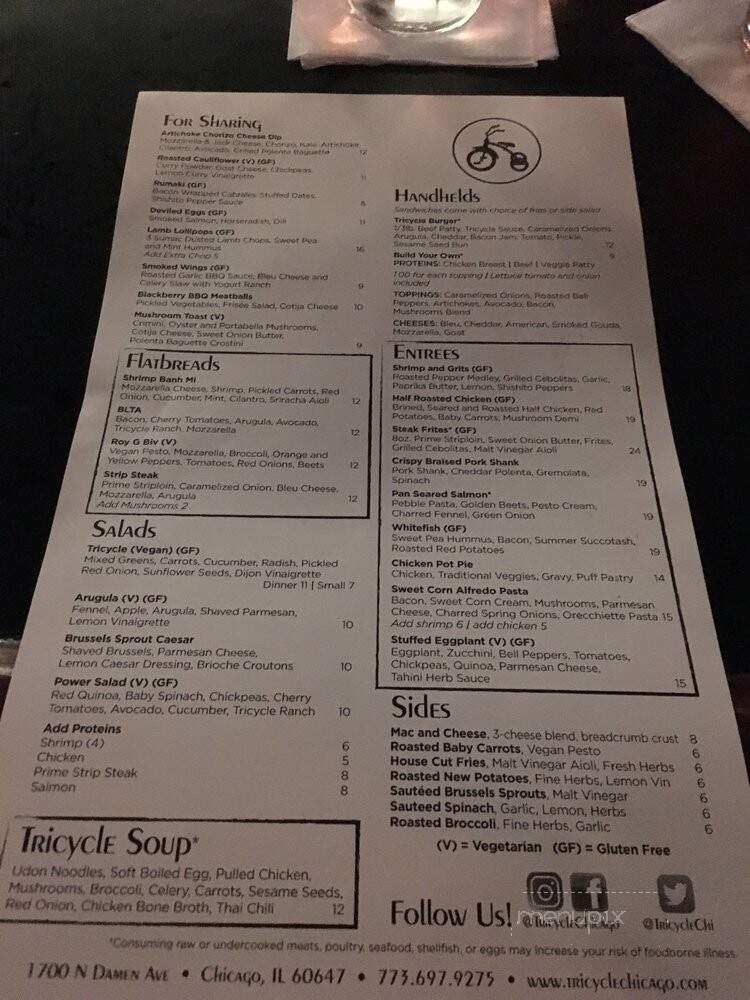 Tricycle Chicago - Chicago, IL menu_pic